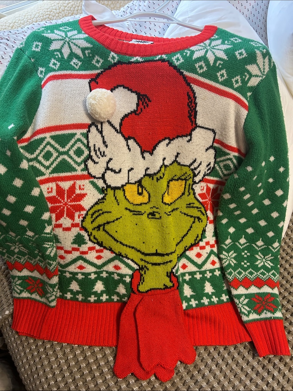 Grinch Ugly Christmas Sweater — Women's Medium, Holiday Fair Isle Knit